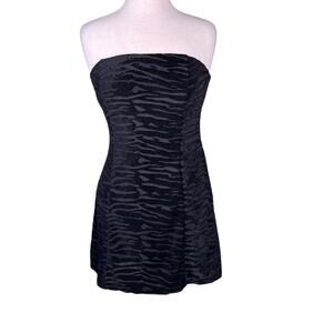 Miscreants Black Velvet Burnout Strapless Mini Dress & Matching Gloves UK14 NWT